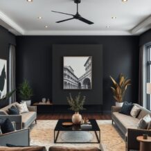 Czarna ściana w salonie: jak ją wykonać, by zachować harmonię i optyczną przestronność